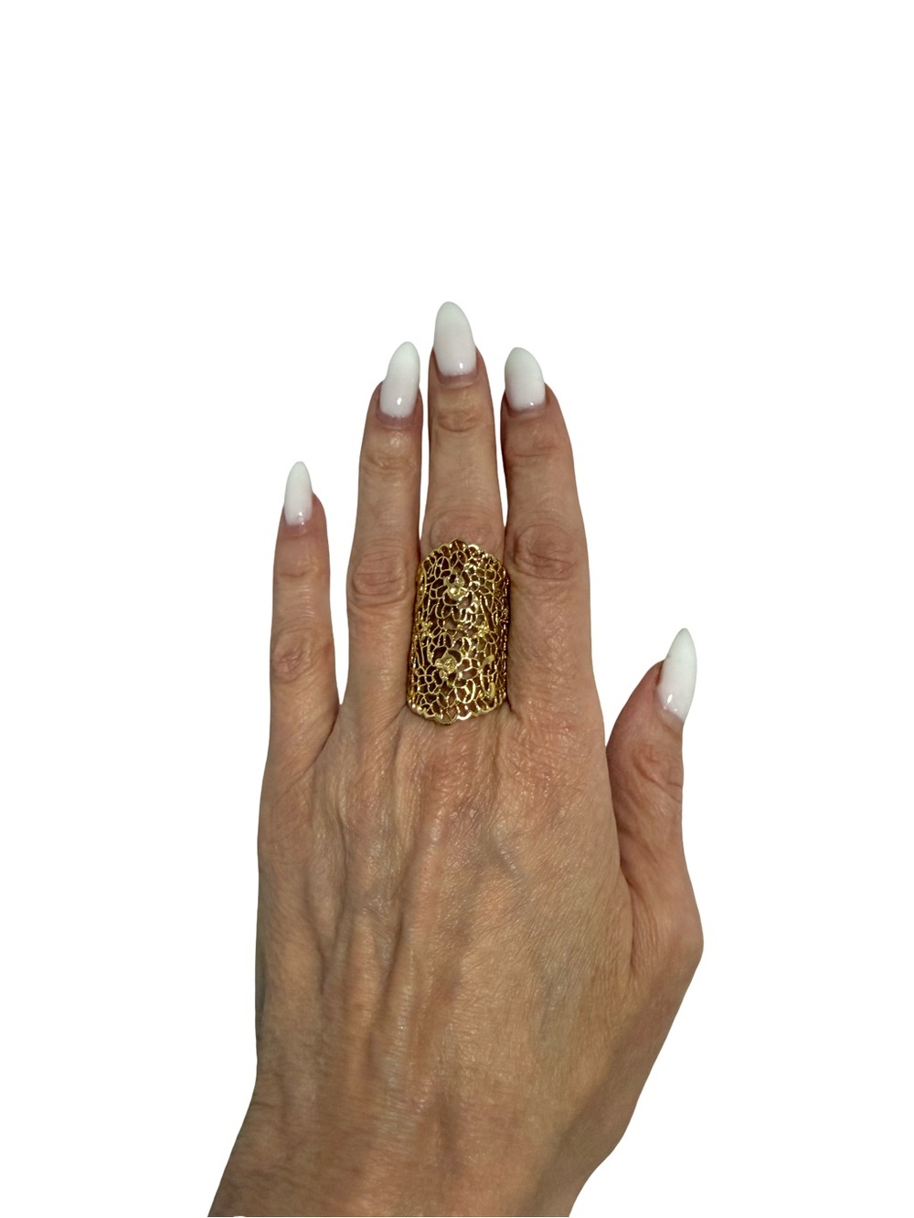 BCBG Gold Filigree Openwork Dome Ring